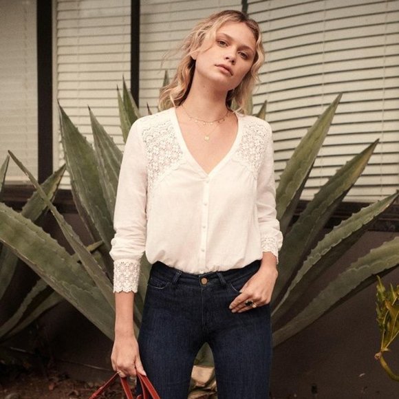 Sezane Tops - NWT Sezane Mandy Lace Blouse sz36
